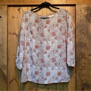 Loft 3/4 sheer printed blouse EUC Size Small